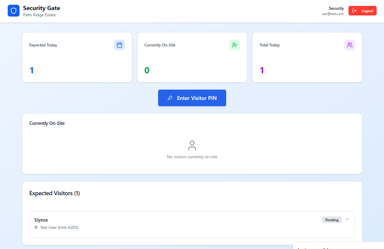 Smart Security Logbook - Active Visitors Dashboard